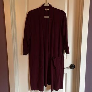 Burgundy long line sweater by Margeaux & Ellie